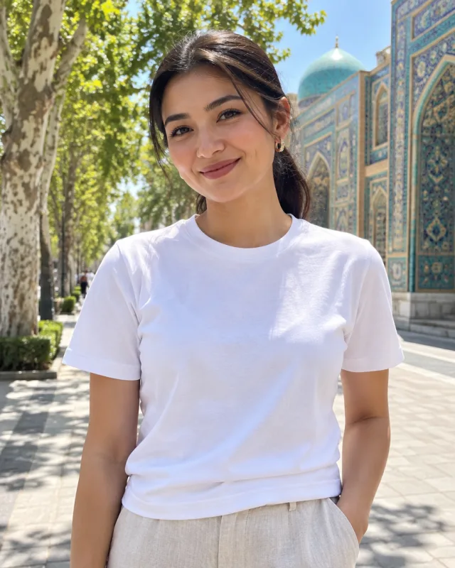 Dilnoza in the white Wattashirt